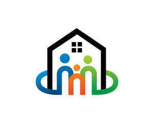 House and family logo template design, emblem, symbol or icon