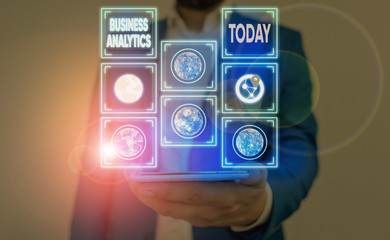 Word writing text Business Analytics. Business photo showcasing methodical exploration of an...