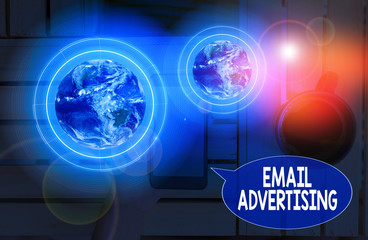 Text sign showing Email Advertising. Business photo showcasing act of sending a commercial message...