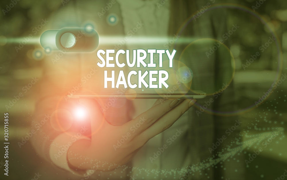 Poster handwriting text writing security hacker. conceptual photo someone who explores methods for breachin
