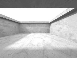 Dark concrete empty room. Modern architecture design