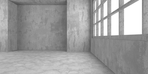 Dark concrete empty room. Modern architecture design