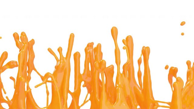 splash of orange juice or paint. slow motion. 4k transparent background