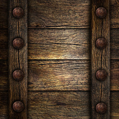 Metal  on old wooden background