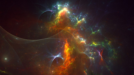 Fractal 3D rendering abstract and shiny background