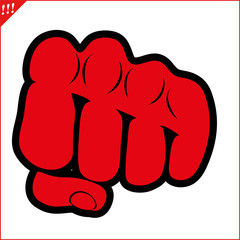 Karate power fist emblem. Martial art colored simbol design. Vector, EPS.