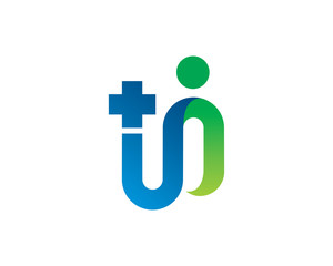 People and plus logo template design, emblem, symbol or icon