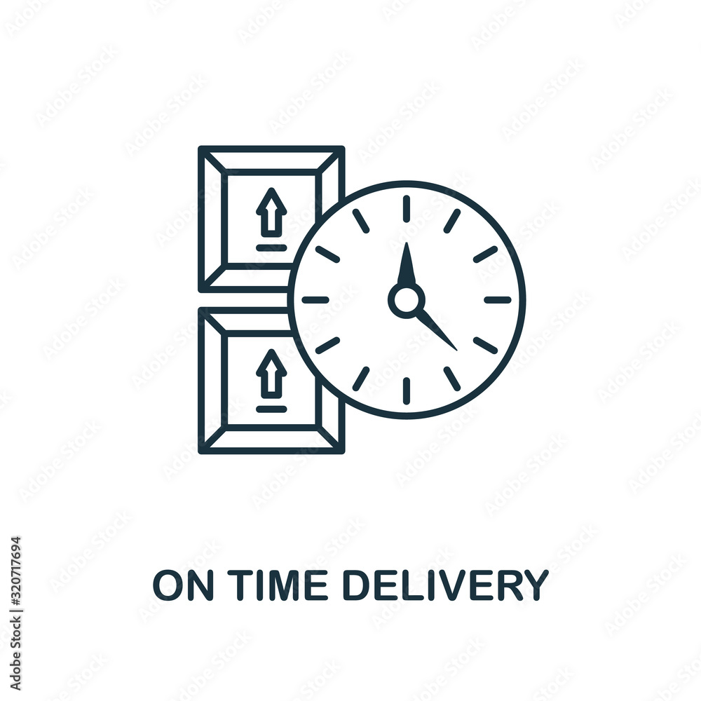 Poster on time delivery line icon. thin design style from logistics delivery icon collection. simple on tim