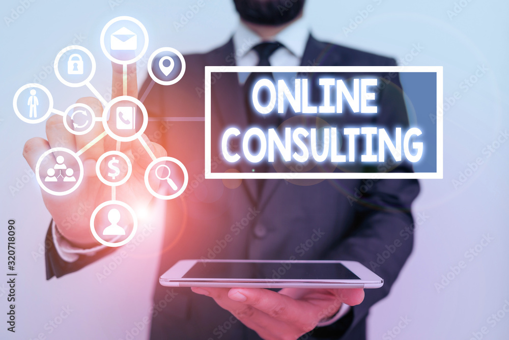 Poster text sign showing online consulting. business photo text get information or advice from demonstratin