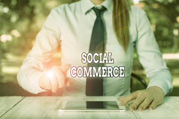 Conceptual hand writing showing Social Commerce. Concept meaning uses social networks in the buying...