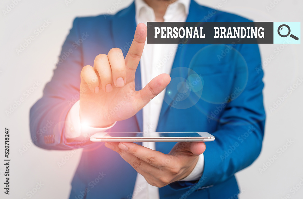 Fototapete word writing text personal branding. business photo showcasing process of creating a recognizable pr