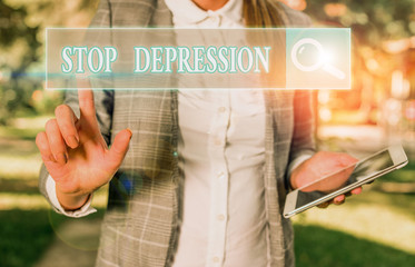 Handwriting text writing Stop Depression. Conceptual photo end the feelings of severe despondency...