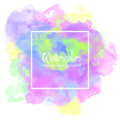 abstract colorful rainbow water color splash on white background. hand drawn paper texture vector wallpaper, card, background, print, grunge poster, art design, graphic. hand painted watercolor splash © Frog_Ground