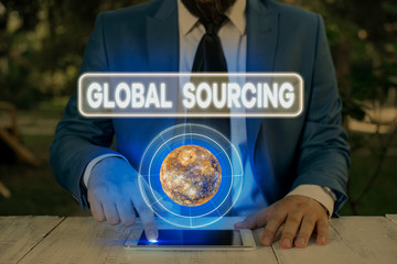 Handwriting text writing Global Sourcing. Conceptual photo practice of seeking goods and services...