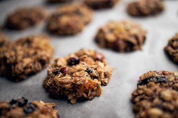 Breakfast cookies dough prepared for baking in oven	