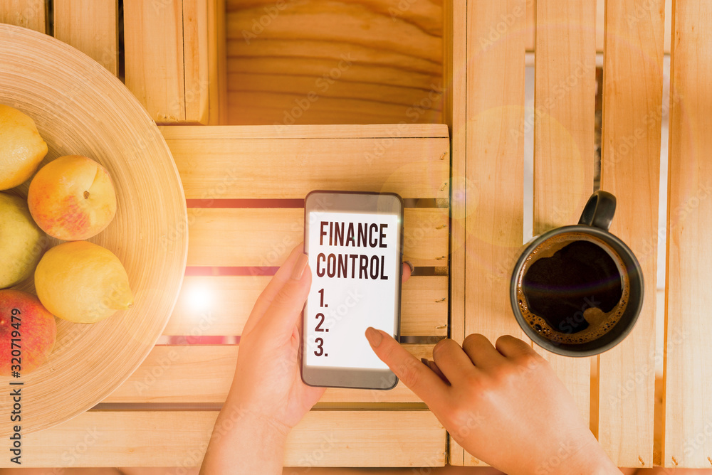Aufkleber conceptual hand writing showing finance control. concept meaning procedures that are implemented to 