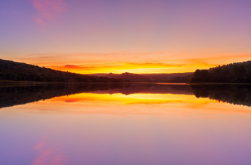 The lagoons of Ruidera in a beautiful sunset