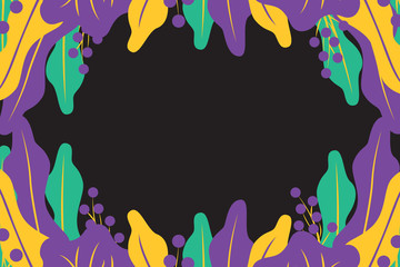 Fototapeta na wymiar abstract background with leaves and berries for banner, website. Modern flat bright vector illustration on black background.