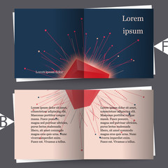 Abstract faceted element cracked into multiple fragments. Explosion effect. Brochure template. Eps10 Vector illustration.