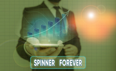 Conceptual hand writing showing Spinner Forever. Concept meaning stress reliever for showing who...
