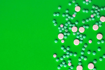 Assorted pharmaceutical medicine pills, tablets.