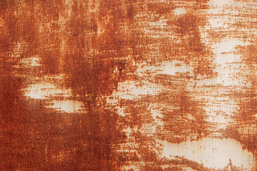 White Rust Metal Decayed Crumpled Sheet Wide Background.