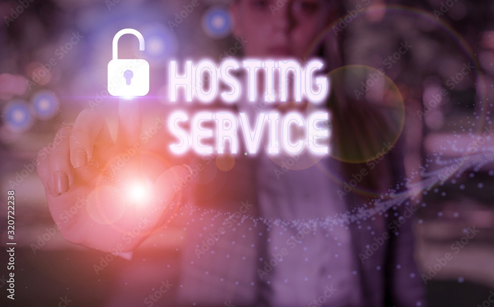 Aufkleber conceptual hand writing showing hosting service. concept meaning provides services for the website t