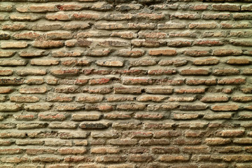 Front view of the old brick wall for background or banner