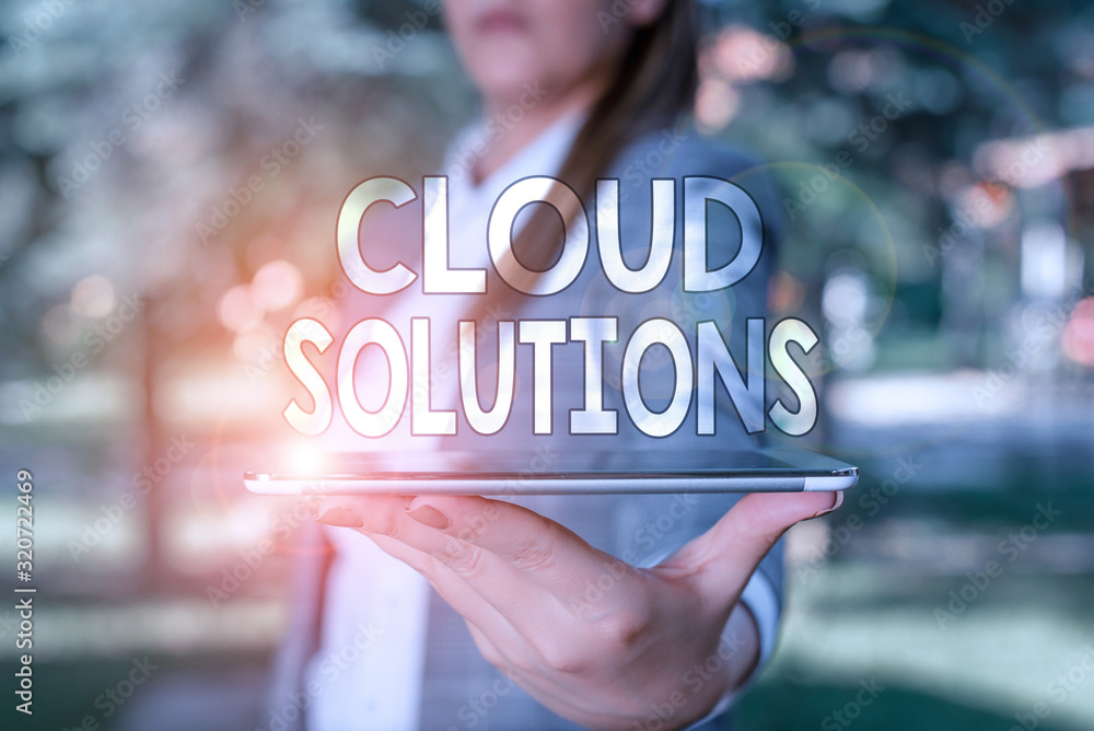 Poster conceptual hand writing showing cloud solutions. concept meaning ondemand services or resources acce
