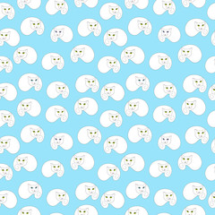 Cute cats on pastel blue background. Hand drawn illustration