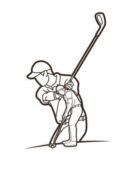 golf swing action outline graphic clip art preview