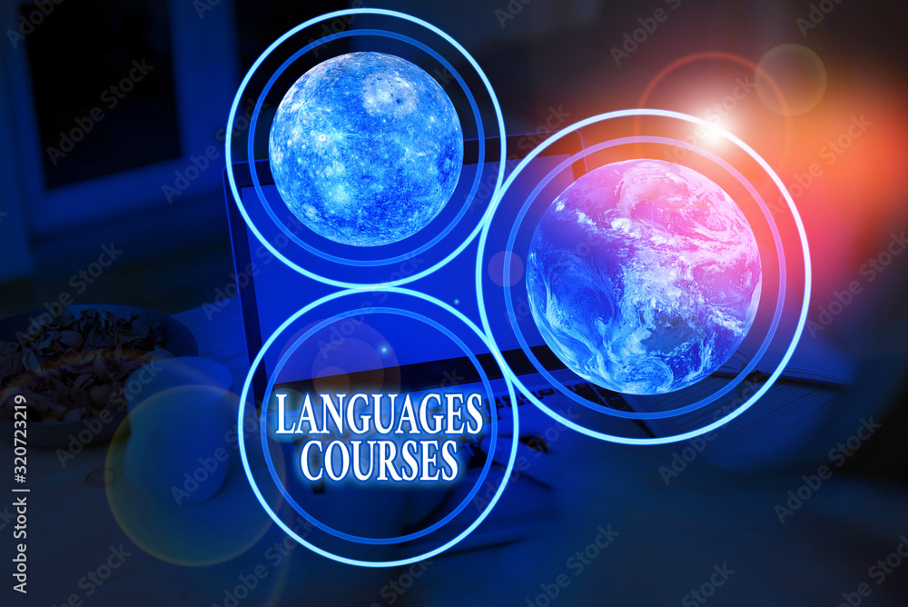 Poster handwriting text languages courses. conceptual photo set of classes or a plan of study on a foreign 