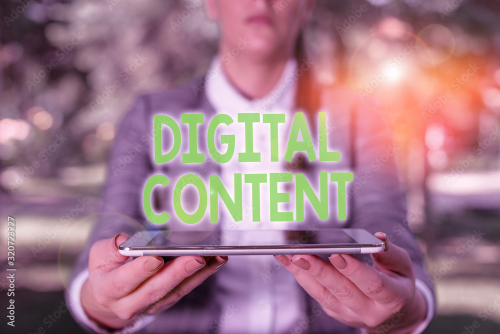 Poster writing note showing digital content. business concept for any content that exists in the form of di