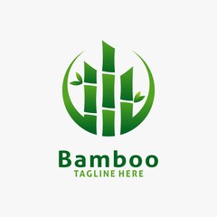 Green bamboo logo design