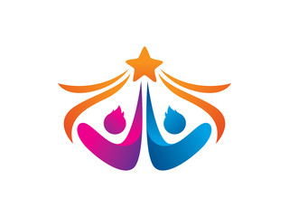 People and star logo template design, emblem, symbol or icon