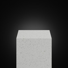 Cosmetic marble podium isolated in black background. Template for product presentation. 3d rendering - illustration.