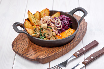 roasted vegetables with sweet potato puree