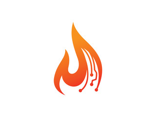 Fire technology logo template design, emblem, symbol or icon
