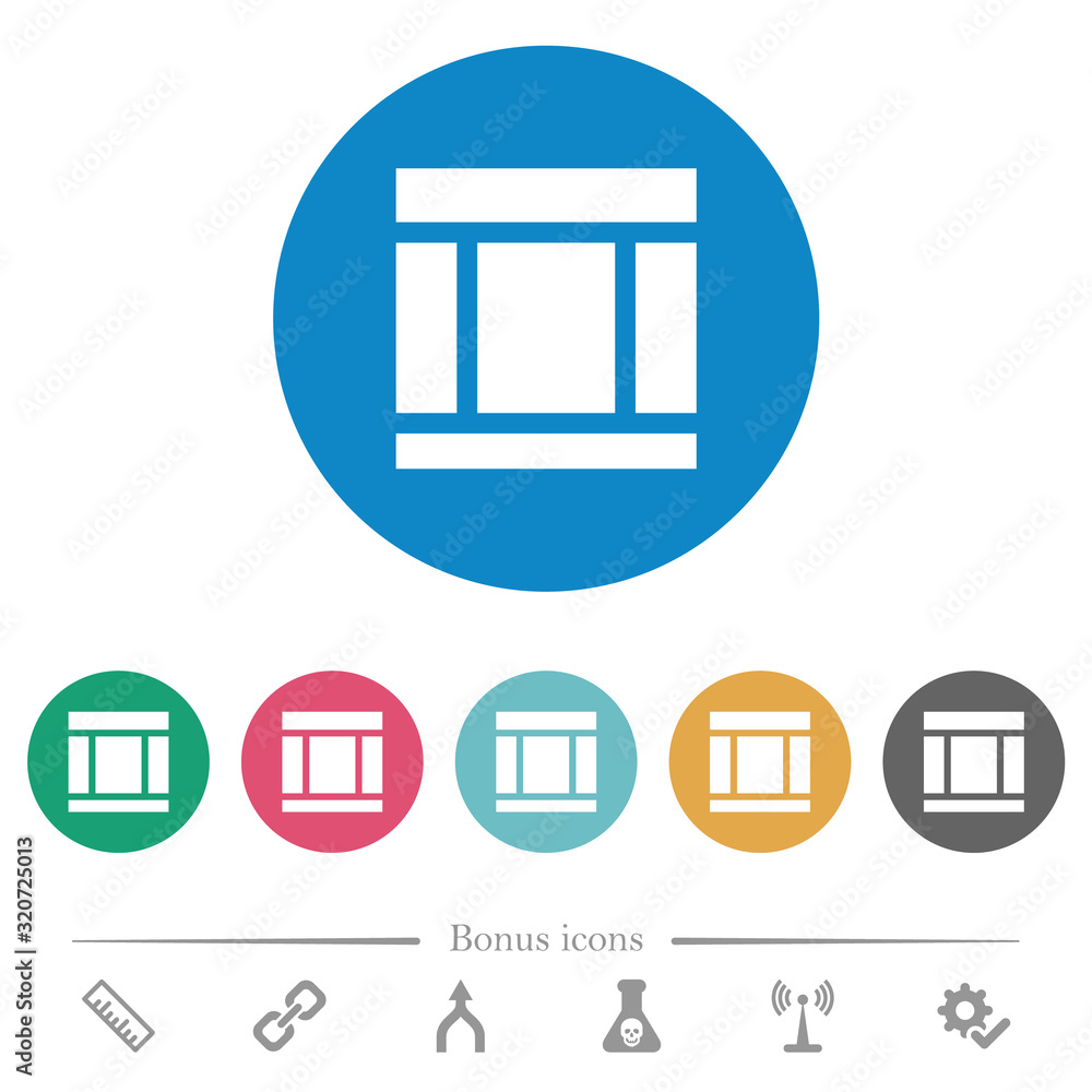 Poster three columned web layout flat round icons