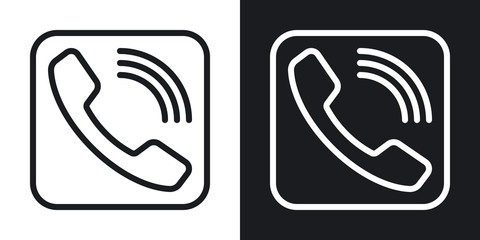Telephone, phone or calls app icon for smartphone, tablet, laptop or other smart device with mobile interface. Minimalistic two-tone version on black and white background