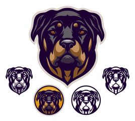 Rottweiler head emblem - obrazy, fototapety, plakaty