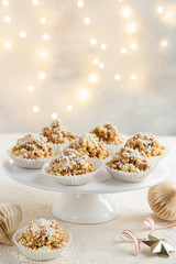 caramel crumbs cakes Anthill with coconut flakes