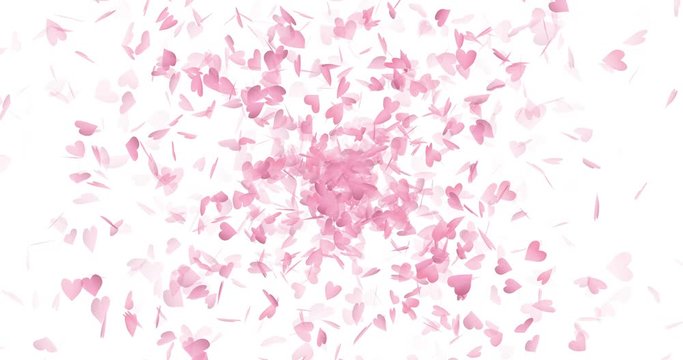 Pink paper heart loop explosion.