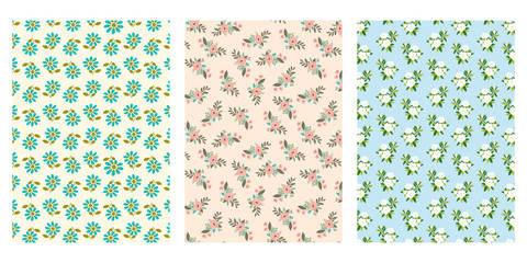 Japanese Boho Sweet Flower Abstract Vector Background Collection