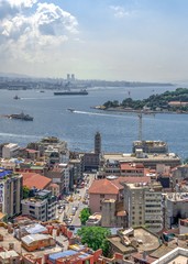 Fototapeta na wymiar Top panoramic view of Beyoglu district in Istanbul, Turkey