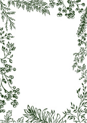 Plants frame, botanical border with leaves and berries - 320726873