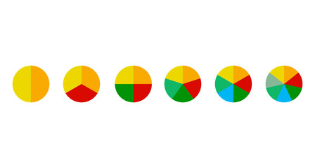 Simple business flat pie chart, graph, diagram with 2, 3, 4, 5, 6, 7, 8, 9, 10 steps, options, parts, processes. Vector template for presentation and training.