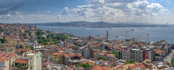 Top panoramic view of Beyoglu district in Istanbul, Turkey