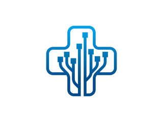 Medical technology logo template design, emblem, symbol or icon