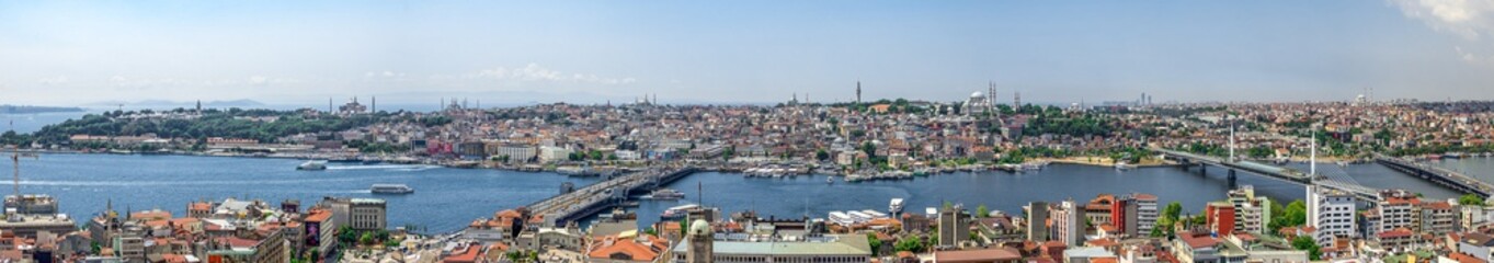 Fototapeta na wymiar Top panoramic view of Istanbul city in Turkey